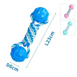 Zabawka z bawełnianego sznura z podwójną piłką z TPR dla psa - 8719138042241