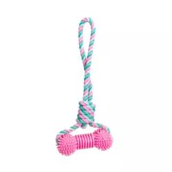 Zabawka z bawełnianego sznura z kością i uchwytem z TPR dla psa - 8719138042258