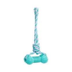 Zabawka z bawełnianego sznura z kością i uchwytem z TPR dla psa - 8719138042258