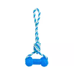 Zabawka z bawełnianego sznura z kością i uchwytem z TPR dla psa - 8719138042258