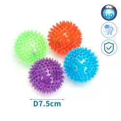 Świecąca odbijająca się piłka LED z kolcami jeżyk 7.5 cm do zębów - 8719138044887