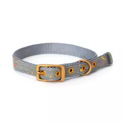 IRREGULAR VARNISHED DOG COLLAR W1.5*L45CM GREY/BLACK - 8719138046263