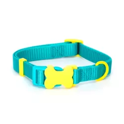 COLOURED NYLON DOG COLLAR W1.5*L25-40CM RED/BROWN/BLUE/GREEN - 8719138046355