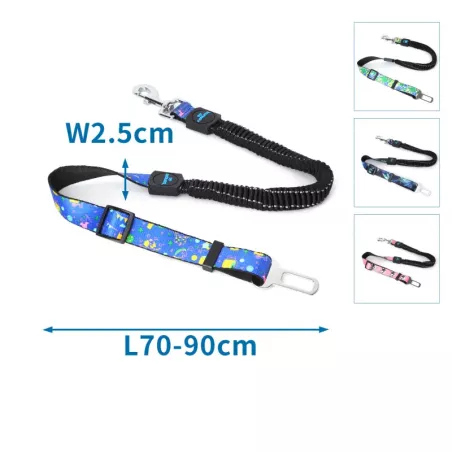 ELESTIC PADDED DOG SAFETY BELT W2.5*L70-90CM BLUE/PINK/GREEN/DARK BLUE - 8719138046508