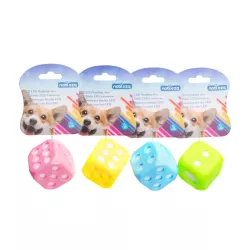 Świecąca kostka LED zabawka dla psa około 4 cm gumowa zabawka gryzak - 8719138051144