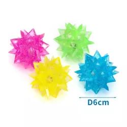 Piłka 6 cm świecąca odbijająca się kryształowa LED z kolcami do zębów - 8719138051182