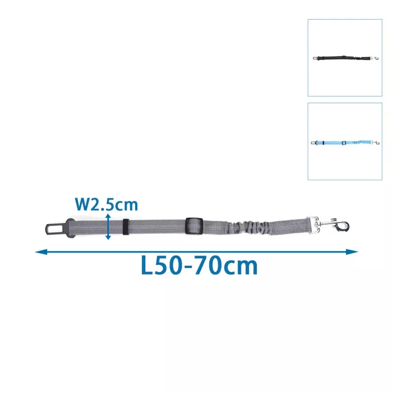 Pas bezpieczeństwa dla psa 2.5x50-70cm smycz z amortyzacją szarpnięcia - 8719138057559