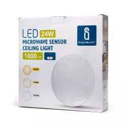Plafon LED z czujnikiem ruchu 24W 3000K ciepły, śr. 38,5 cm, wys. 8 cm - 8433325193744