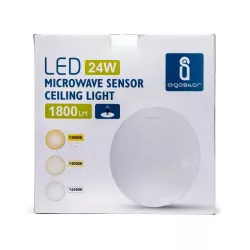 Plafon LED z czujnikiem ruchu 24W 3000K ciepły, śr. 38,5 cm, wys. 8 cm - 8433325193744