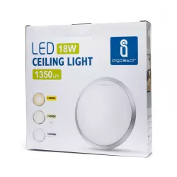 Plafon LED okrągły 18W 4000K neutralny, śr. 35 cm, srebrna ramka - 8433325193928