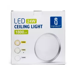 Plafon LED okrągły 24W 4000K neutralny, śr. 38 cm, srebrna ramka - 8433325193959