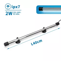 Lampa akwariowa dł 40cm/2w białe światło szklana rurka z przyssawkami - 8719138181933