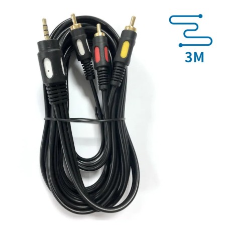 Kabel audio 3,5 męski - 3RCA 3 m czarny - 8433325194239