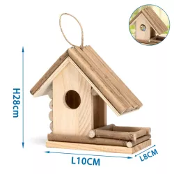 Drewniane gniazdo domek dla ptaków ze sznurkiem do powieszenia - 8719138198276