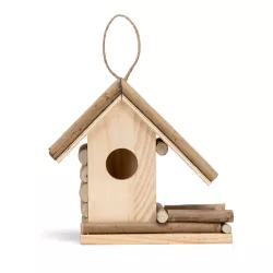 Drewniane gniazdo domek dla ptaków ze sznurkiem do powieszenia - 8719138198276
