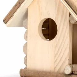 Drewniane gniazdo domek dla ptaków ze sznurkiem do powieszenia - 8719138198276