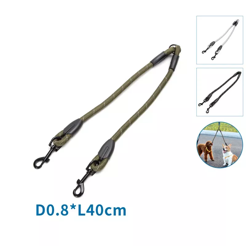 Odblaskowa okrągła smycz łańcuchowa z podwójnym haczykiem - 8719138200924