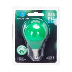 Żarówka diodowa LED mała kulka G45 barwa światła zielona E14 4W - 8433325195601