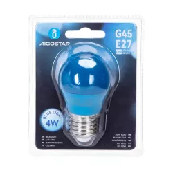 Niebieska żarówka diodowa LED mała kulka G45 blue E27 4W - 8433325195656