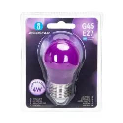 LED G45 Fioletowa E27 4W - 8433325195687