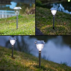 Lampka solarna wbijana z metalu biała zimna 6500K wymiary 404/125mm - 8433325196110