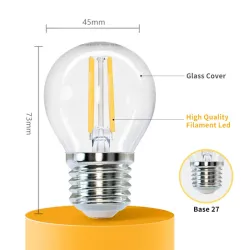 Żarówka LED Filament E27 4W/230V przezroczysta ciepła kulka G45 470lm - 8433325196158