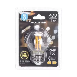 Żarówka LED Filament E27 4W/230V przezroczysta ciepła kulka G45 470lm - 8433325196158