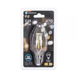 Żarówka LED Filament E14 4W/230V przezroczysta zimna świeczka 470lm - 8433325196226