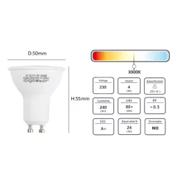 Żarówka reflektorek halogen LED GU10 4W/230V biały ciepły fi50mm - 8433325175979