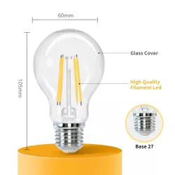 Żarówka LED Filament E27 4W/230V przezroczysta ciepła klasyczna 470lm - 8433325196233