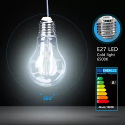 Żarówka LED Filament E27 4W/230V przezroczysta zimna klasyczna 500lm - 8433325196240