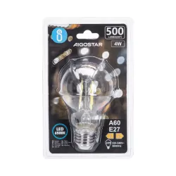 Żarówka LED Filament E27 4W/230V przezroczysta zimna klasyczna 500lm - 8433325196240