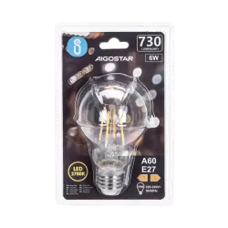 Żarówka LED Filament E27 6W/230V przezroczysta ciepła klasyczna 730lm - 8433325196257