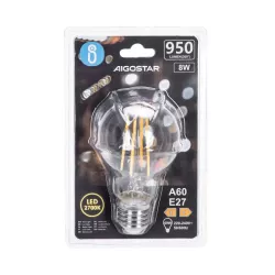 Żarówka LED Filament E27 8W/230V przezroczysta ciepła klasyczna 950lm - 8433325196271