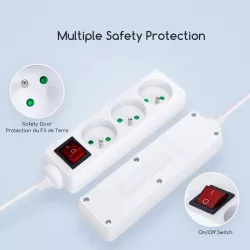 Listwa zasilająca na 3 gniazda typu francuskiego z przełącznikiem - 8433325178130