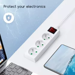 Listwa zasilająca na 3 gniazda typu francuskiego z przełącznikiem - 8433325178130