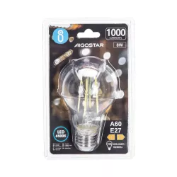 Żarówka LED Filament E27 8W/230V przezroczysta zimna klasyczna 1000lm - 8433325196288