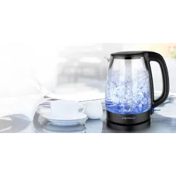 Szklany czajnik elektryczny 2200W 1,7L z niebieskim podświetleniem - 8433325500863