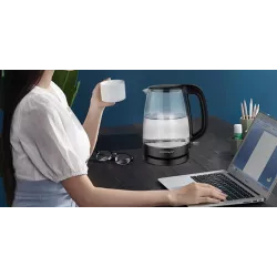 Szklany czajnik elektryczny 2200W 1,7L z niebieskim podświetleniem - 8433325500863