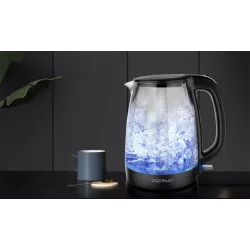 Szklany czajnik elektryczny 2200W 1,7L z niebieskim podświetleniem - 8433325500863