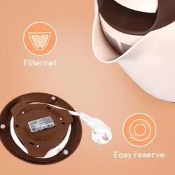 Brązowy czajnik elektryczny w stylu retro z tworzywa sztucznego 1L - 8433325502027