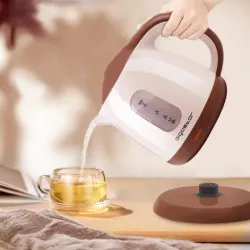 Brązowy czajnik elektryczny w stylu retro z tworzywa sztucznego 1L - 8433325502027