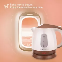 Brązowy czajnik elektryczny w stylu retro z tworzywa sztucznego 1L - 8433325502027