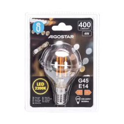 Żarówka LED 4W/230V Filament kulka G45 E14 barwa bursztynowa 400lm - 8433325196295