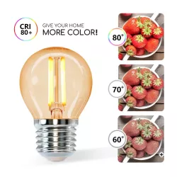 Żarówka LED 4W/230V Filament kulka G45 E27 barwa bursztynowa 400lm - 8433325196318