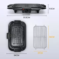 Grill elektryczny z funkcją szybkiego podgrzewania 2000W Grill elektryczny z funkcją szybkiego podgrzewania 2000W z regulacją - 