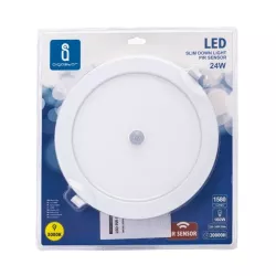 Podtynkowy okrągły downlight LED E6 z czujnikiem 24W biały ciepły - 8433325183929