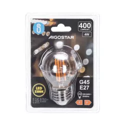 Żarówka LED 4W/230V Filament kulka G45 E27 barwa bursztynowa 400lm - 8433325196318