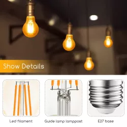 Żarówka LED 4W/230V Filament A60 E27 barwa bursztynowa 430lm - 8433325196394