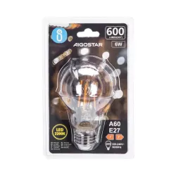 Żarówka LED 6W/230V Filament A60 E27 barwa bursztynowa 600lm - 8433325196417